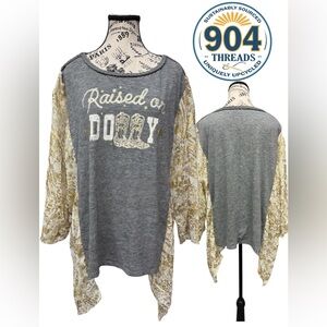 Dolly Parton Flowy Sheer Gold Upcycled Tee